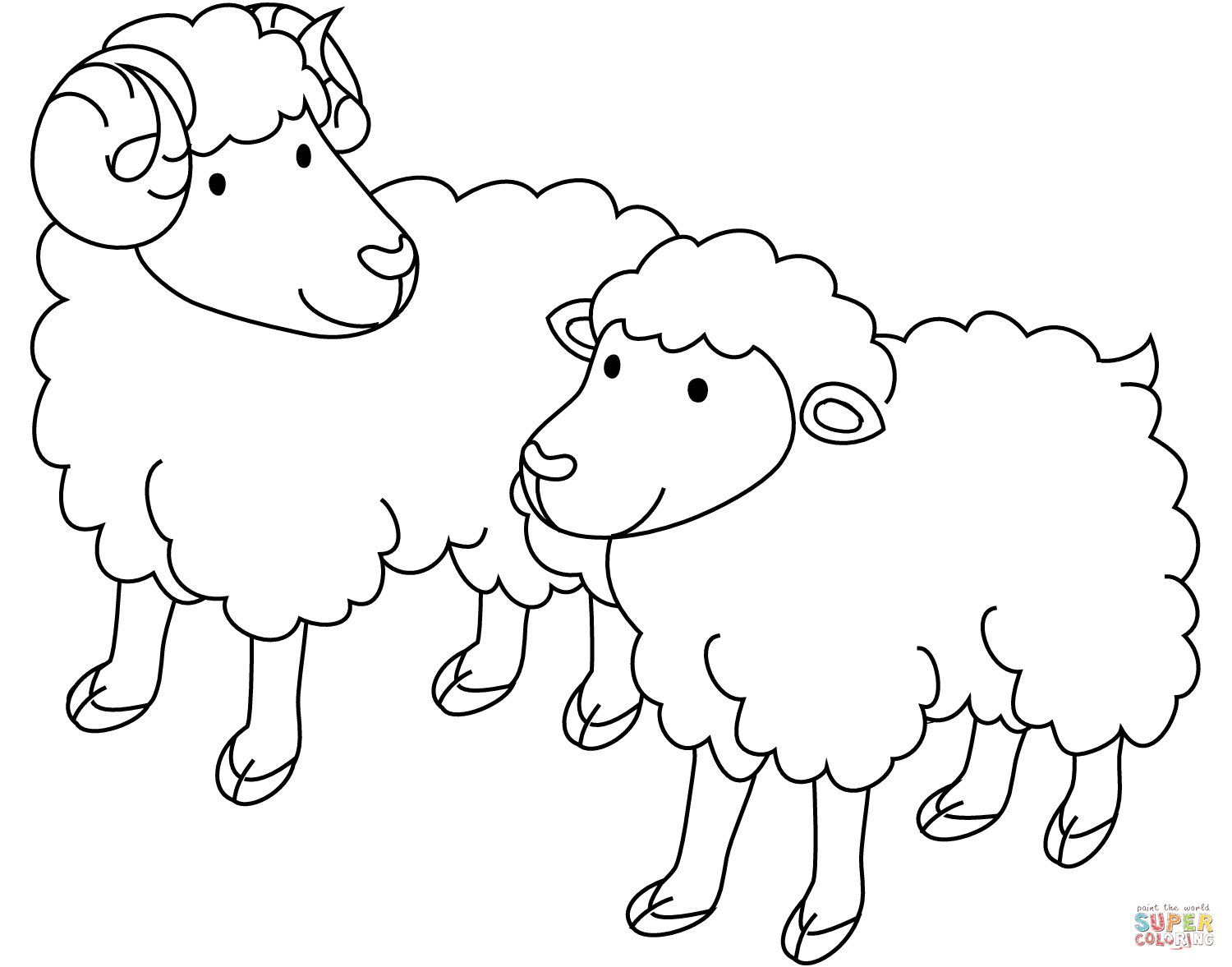 Sheep Face Coloring Page Sheep Ram And Ewe Coloring Page Free Printable Coloring Pages
