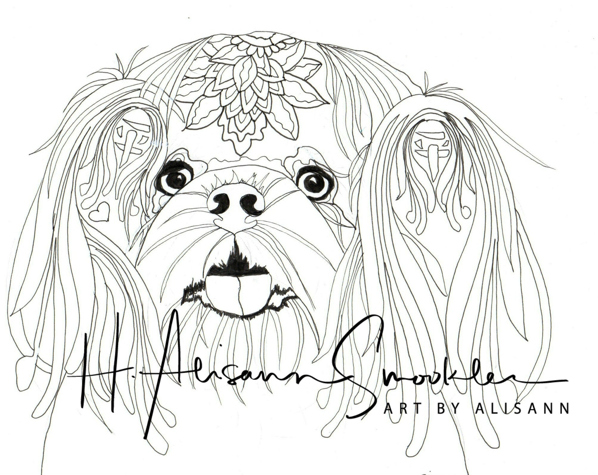 Shih Tzu Puppies Coloring Pages Shih Tzu Instant Download Coloring Books For Adults Love Dogs