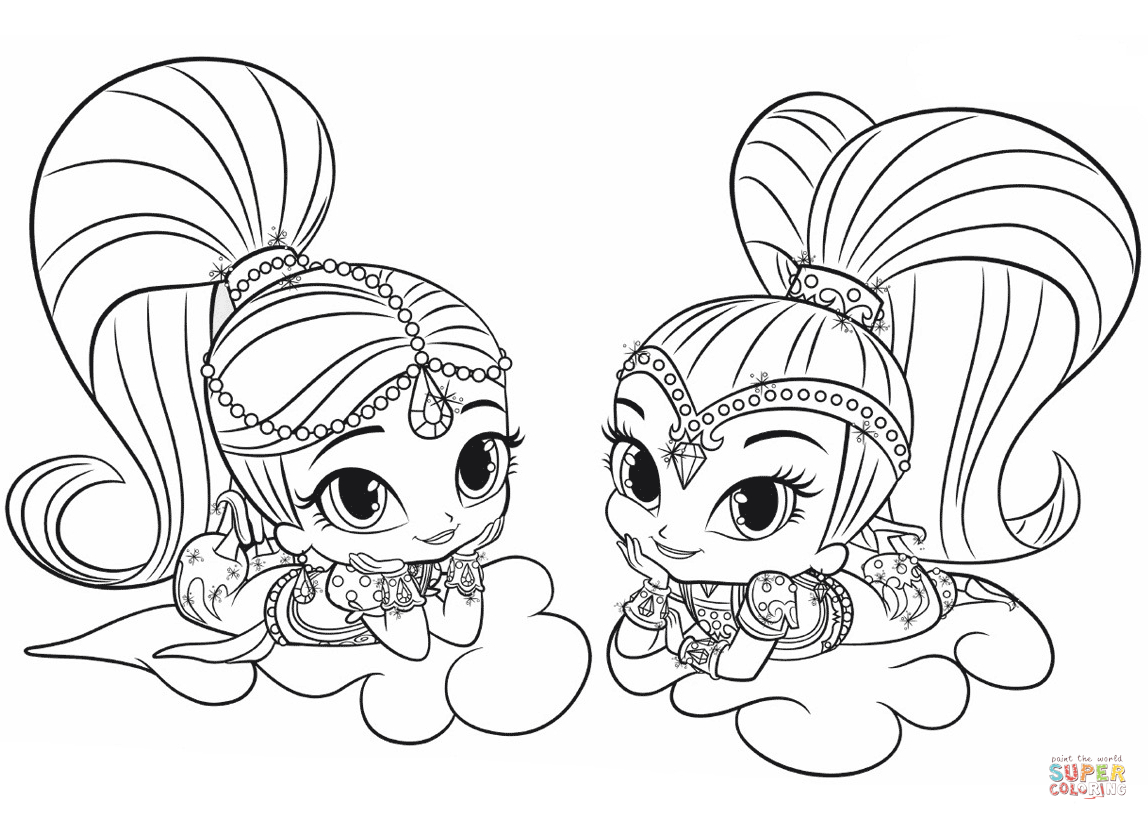 Shimmer And Shine Coloring Pages To Print Shimmer And Shine Coloring Page Free Printable Coloring Pages