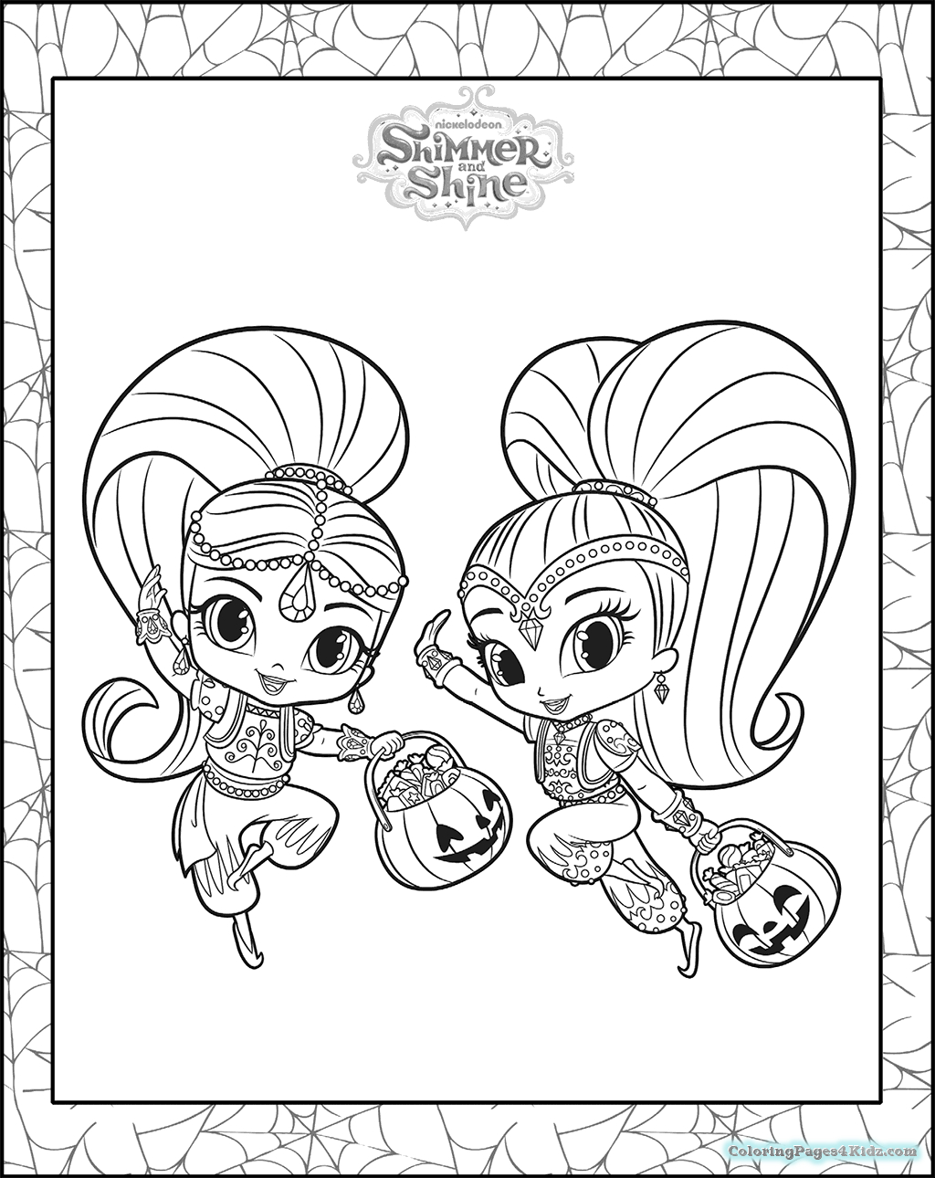 Shimmer And Shine Coloring Pages To Print Shimmer And Shine Halloween Coloring Pages