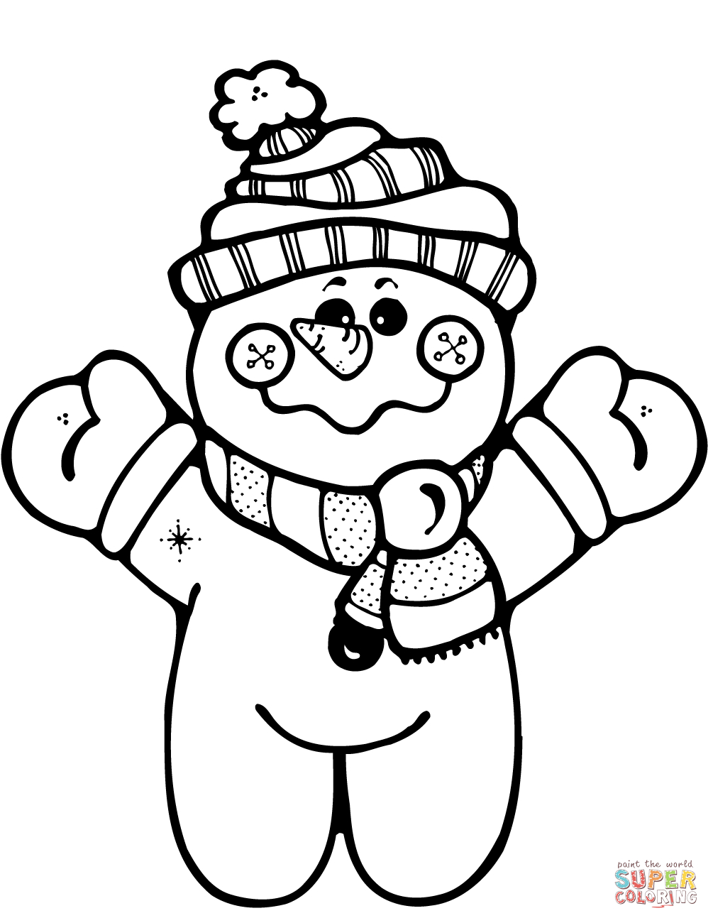 Snowmen Coloring Pages Happy Snowman Coloring Page Free Printable Coloring Pages