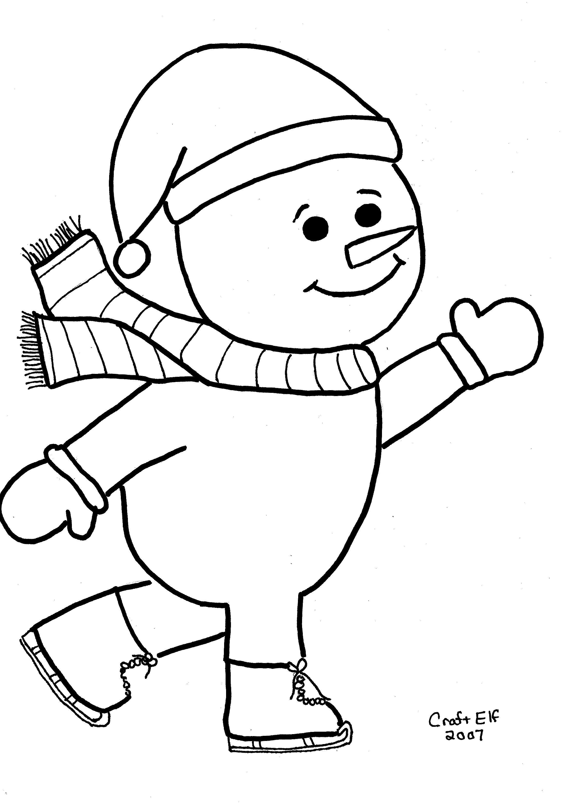 Snowmen Coloring Pages Skating Snowman Coloring Page