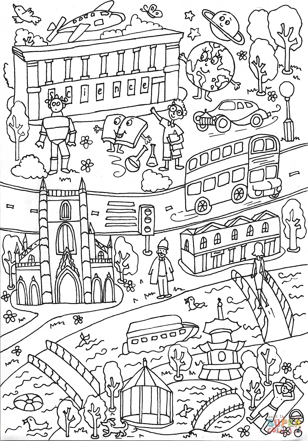 South Park Coloring Page Science Museum And Battersea Park Coloring Page Free Printable