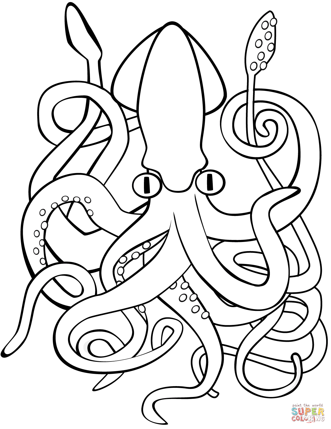Squid Coloring Pages Printable Squid Coloring Page Free Printable Coloring Pages