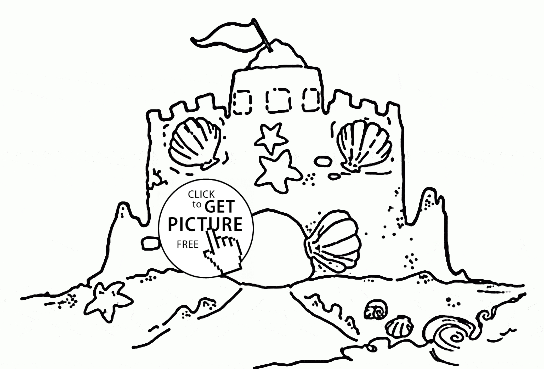 Summer Coloring Pages Free Sand Castle With A Clamshell Coloring Page For Kids Summer Coloring