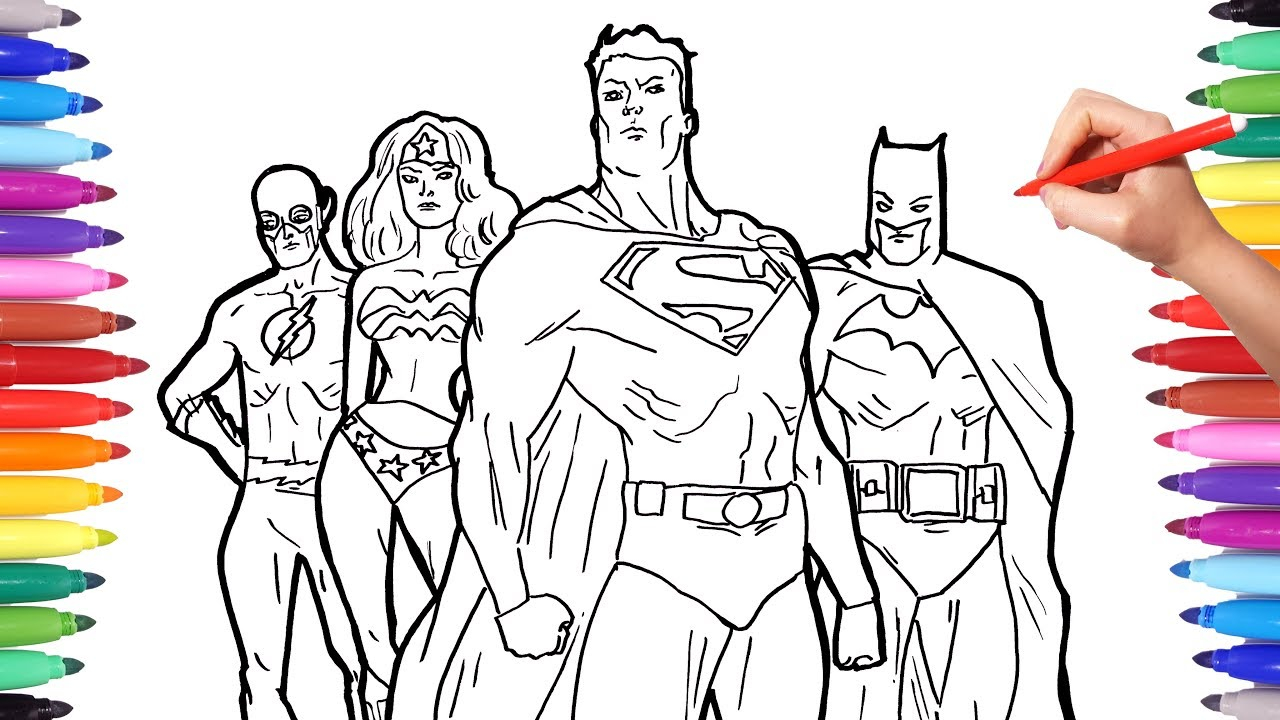 Super Hero Coloring Page Superheros Coloring Pages Coloring Superheroes Batman Superman Flash Justice League