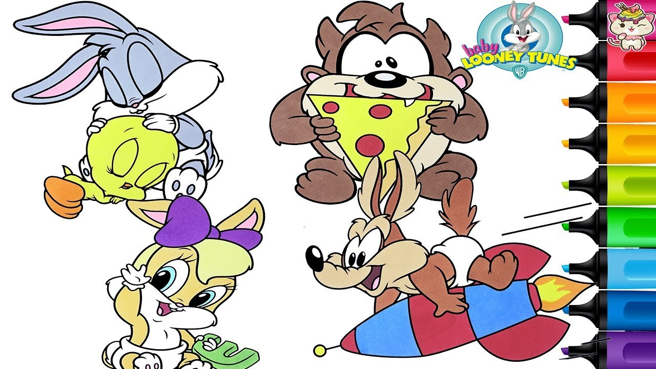 Taz Cartoon Coloring Pages Ba Looney Tunes Coloring Pages Bugs Bunny Lola Tweety Taz Wile E Coyote Rainbow Splash Compilation