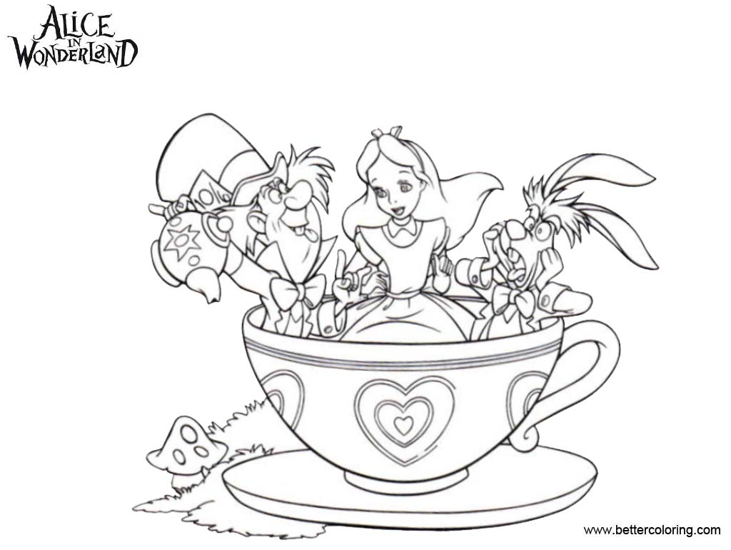 Teacup Coloring Pages To Print Alice In Wonderland Coloring Pages Tea Party Free Printable