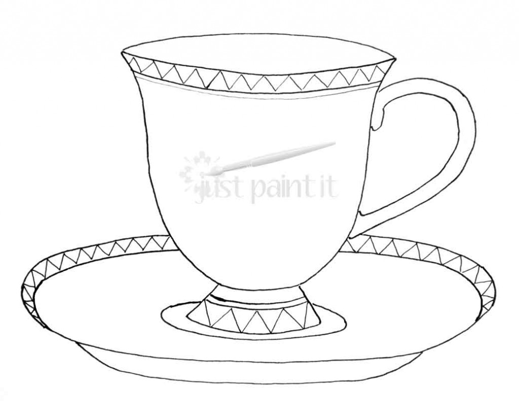 Teacup Coloring Pages To Print Tea Party Printables