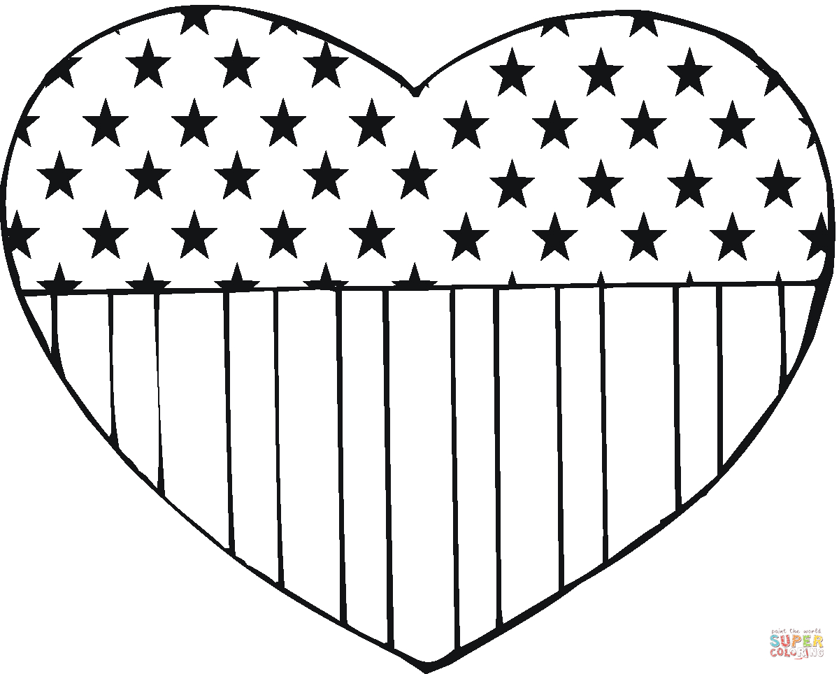 The American Flag Coloring Page Usa Flag In A Heart Shape Coloring Page Free Printable Coloring Pages