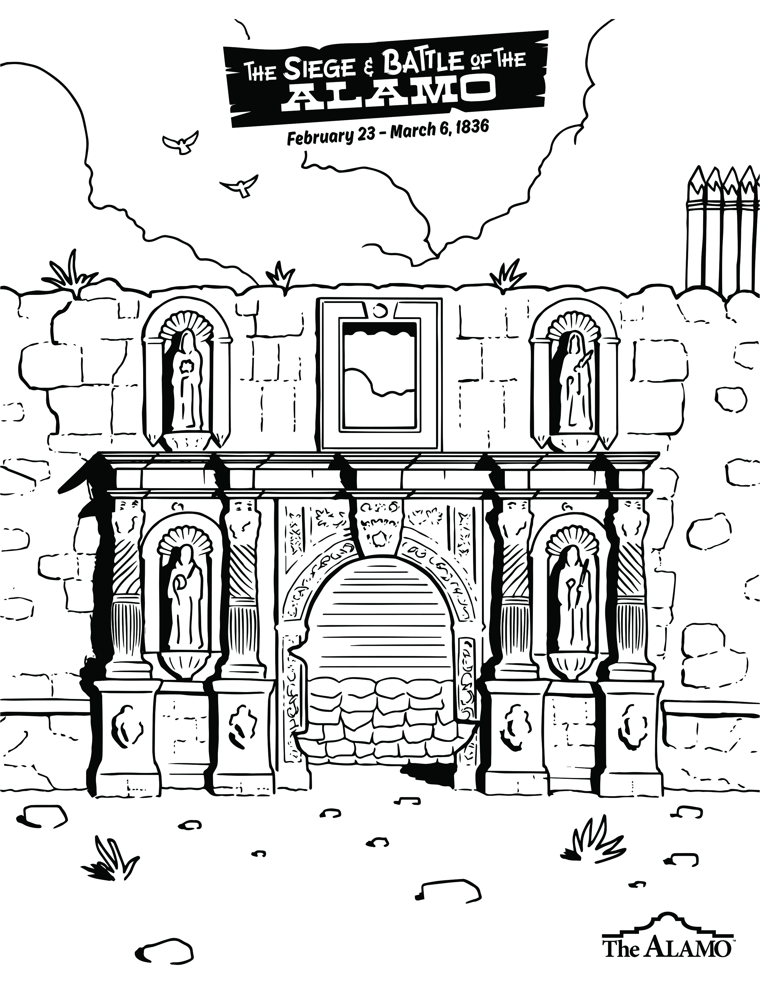 The Church Began Coloring Page Alamo Coloring Sheets For Children