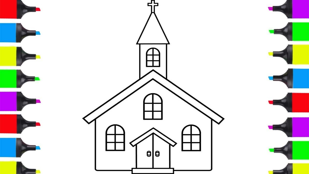 The Church Began Coloring Page How To Draw Church Simple Coloring Pages For Children Learn How To Draw