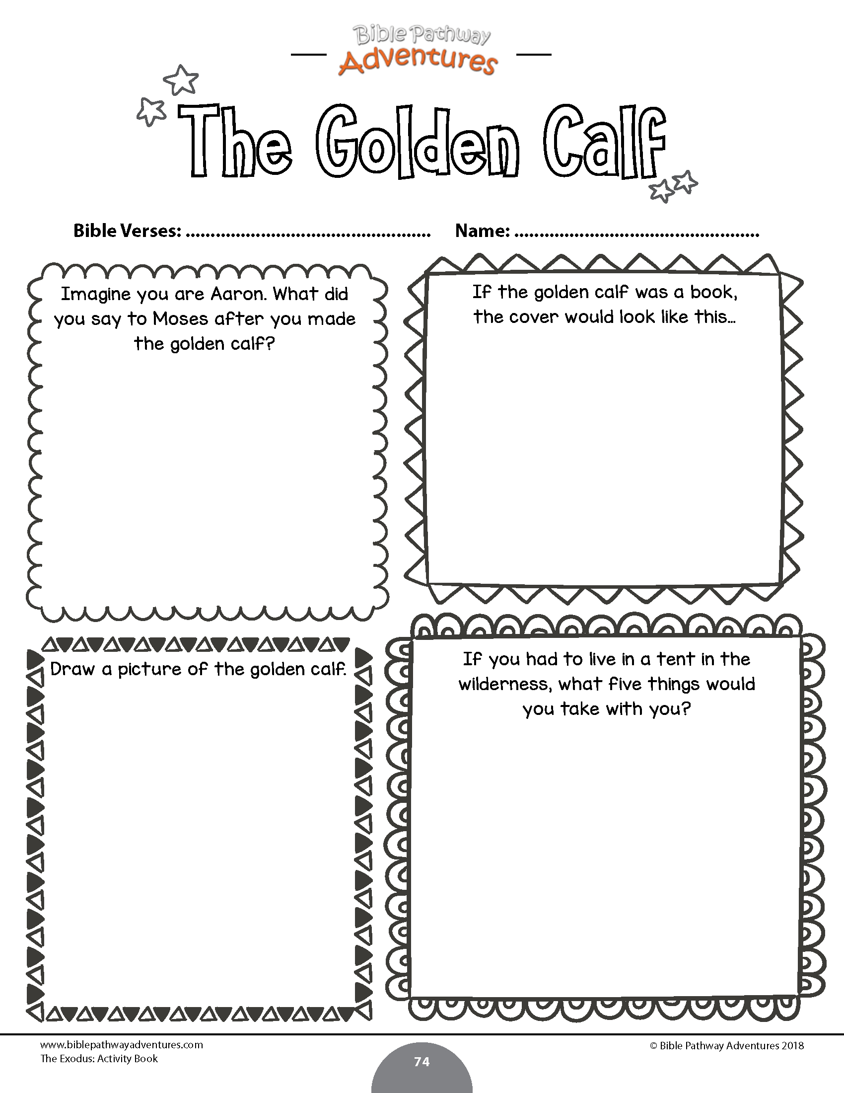 The Golden Calf Coloring Page The Exodus Activity Book Kids Ages 6 12 Bible Pathway Adventures