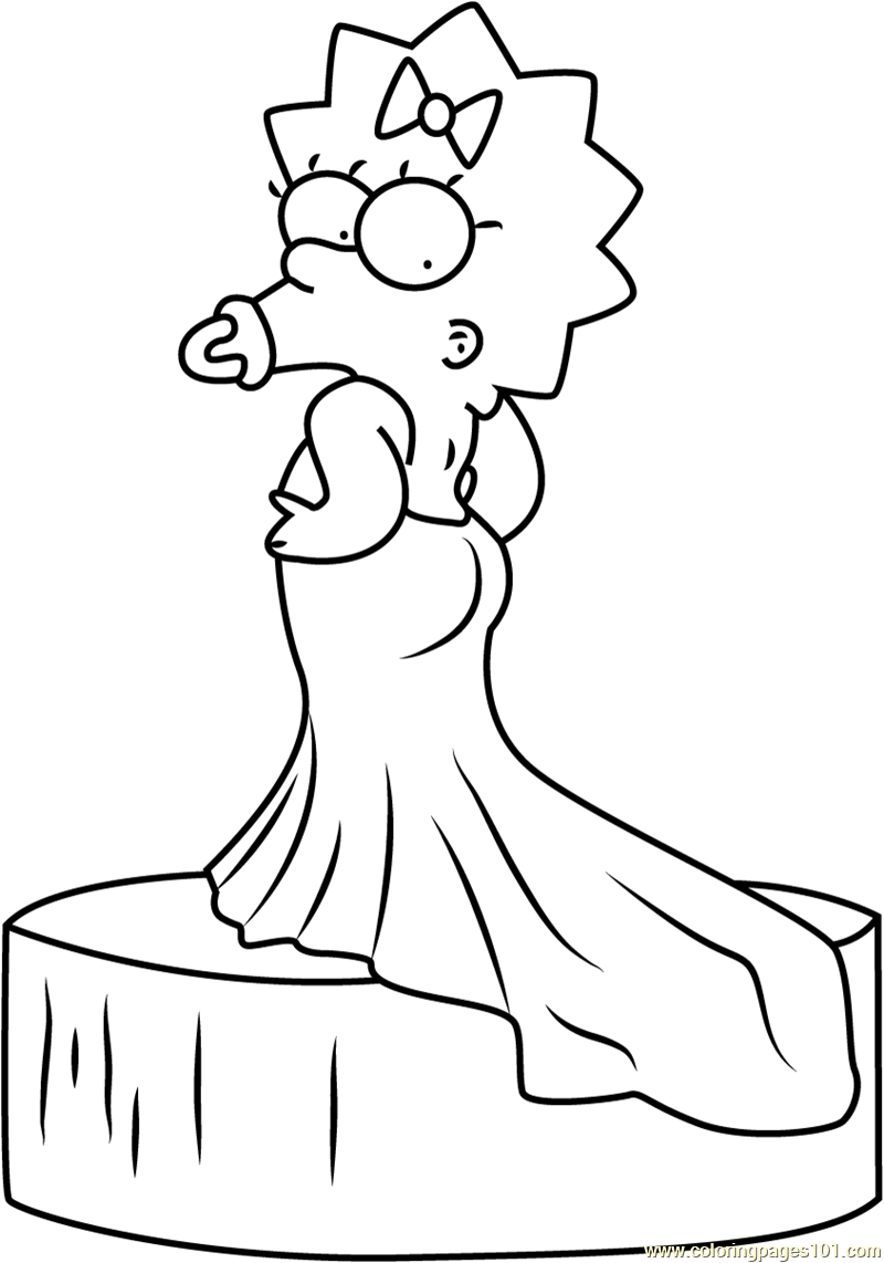 The Simpsons Coloring Pages Maggie Simpson Red Carpet Oscar Dress Coloring Page Free Maggie