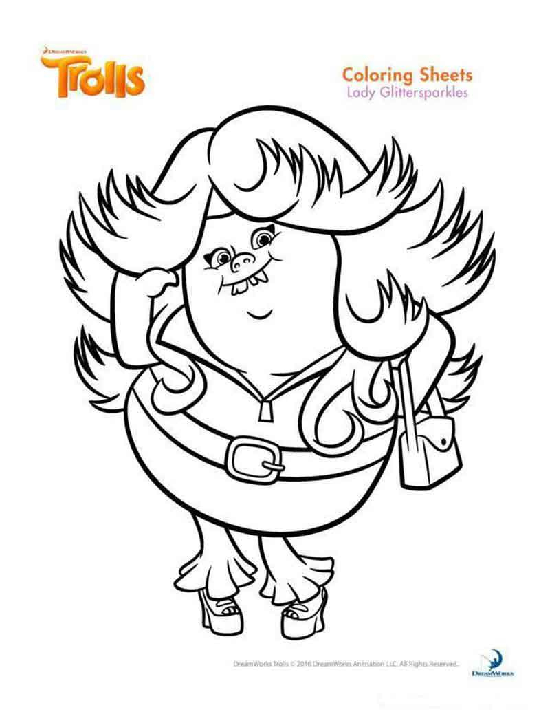 Trolls Movie Coloring Pages Trolls Movie Coloring Pages Lady Glittersparkles Printable