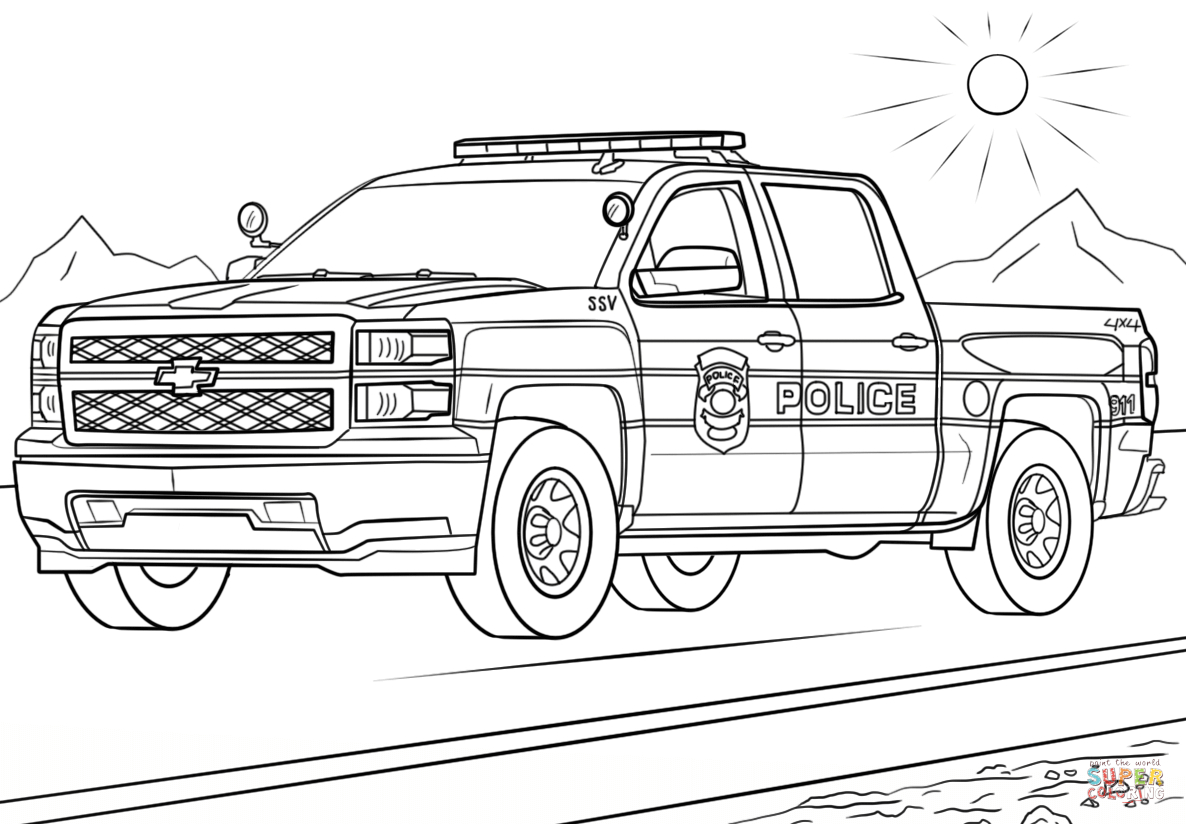 Truck Coloring Pages For Preschoolers Police Truck Coloring Page Free Printable Coloring Pages