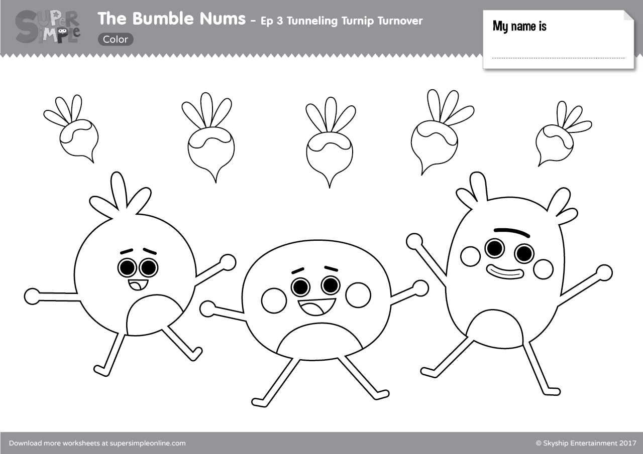 Turnip Coloring Page The Bumble Nums Color Episode 3 Tunneling Turnip Turnover