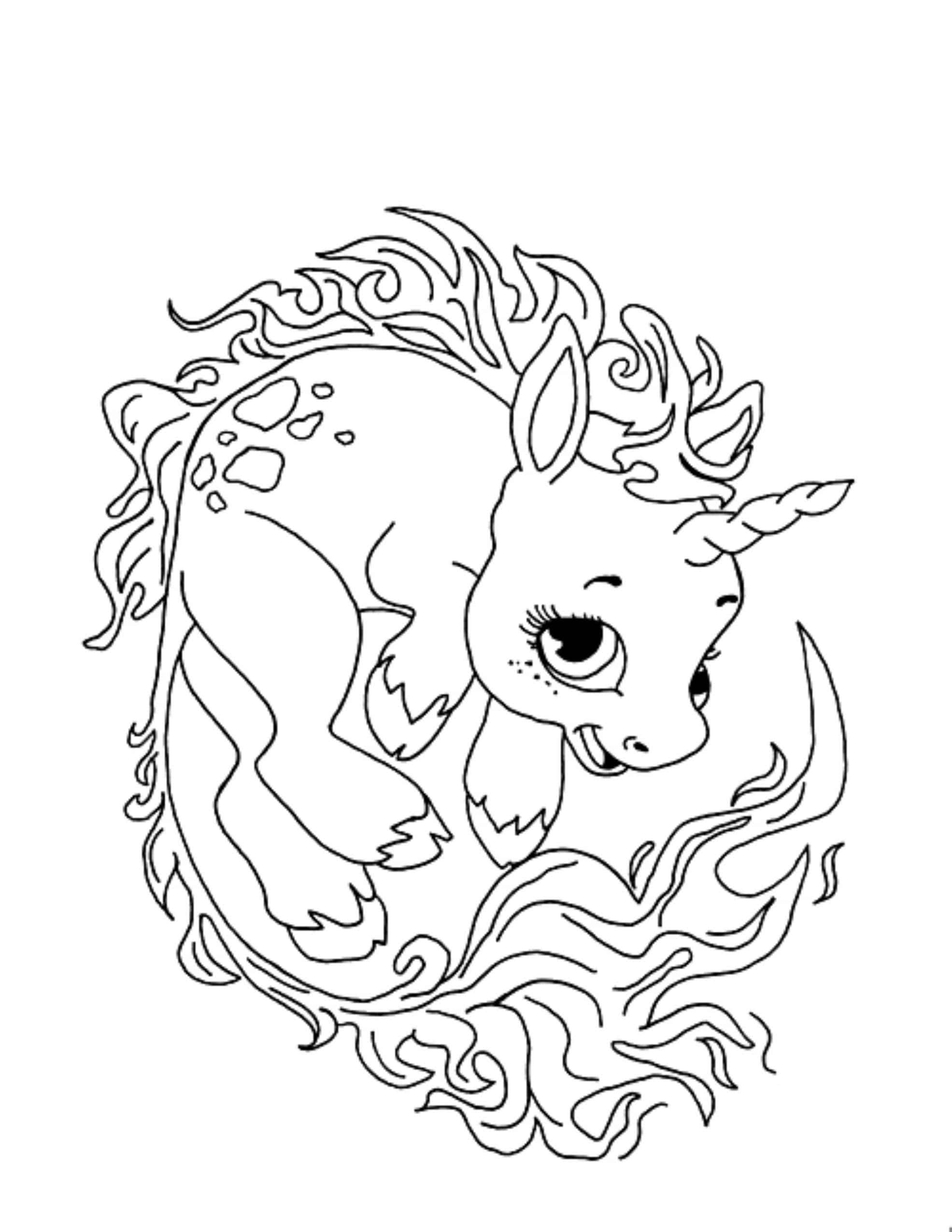Unicorn Color Page Unicorn Coloring Pages 100 Black And White Pictures Print Themonline