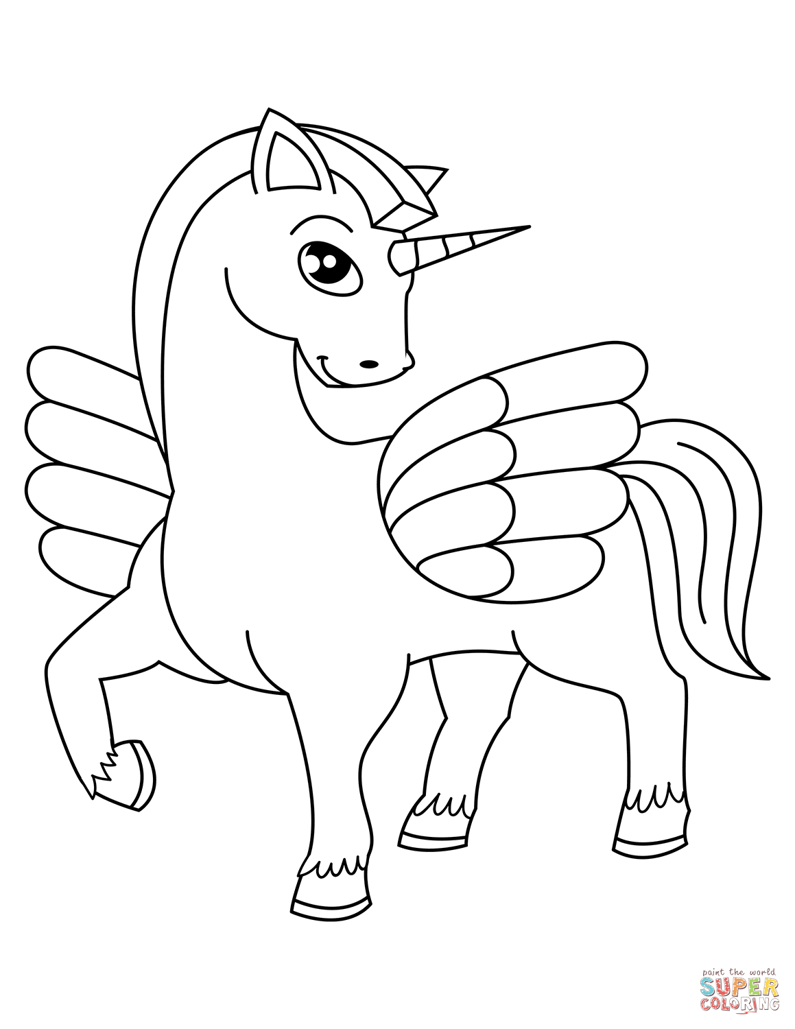 Unicorn Coloring Pages Online Cute Winged Unicorn Coloring Page Free Printable Coloring Pages