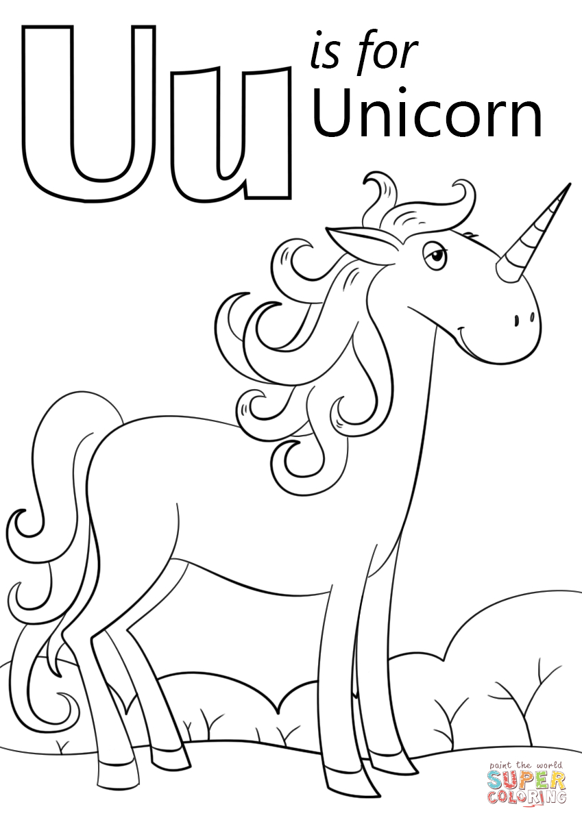 Unicorn Coloring Pages Online U Is For Unicorn Coloring Page Free Printable Coloring Pages