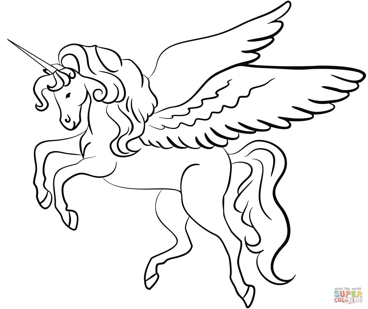 Unicorn Coloring Pages Online Winged Unicorn Coloring Page Free Printable Coloring Pages