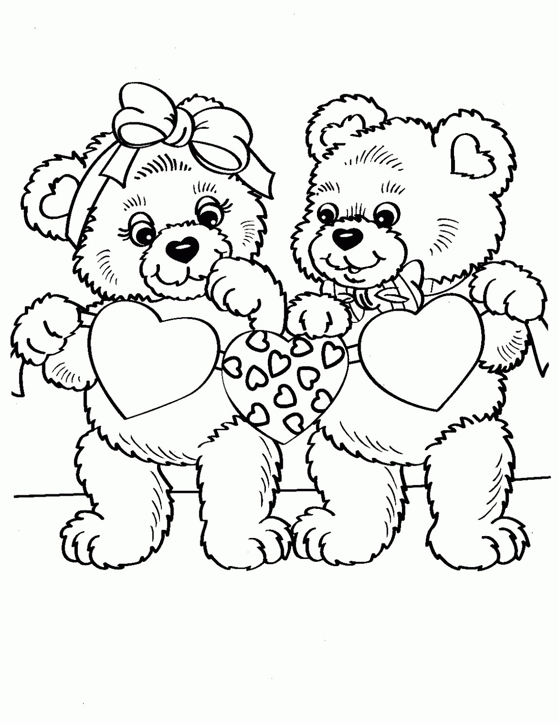 Valentine Coloring Page Couple Teddy Bear Valentine Coloring Pages For Kids On Valentine