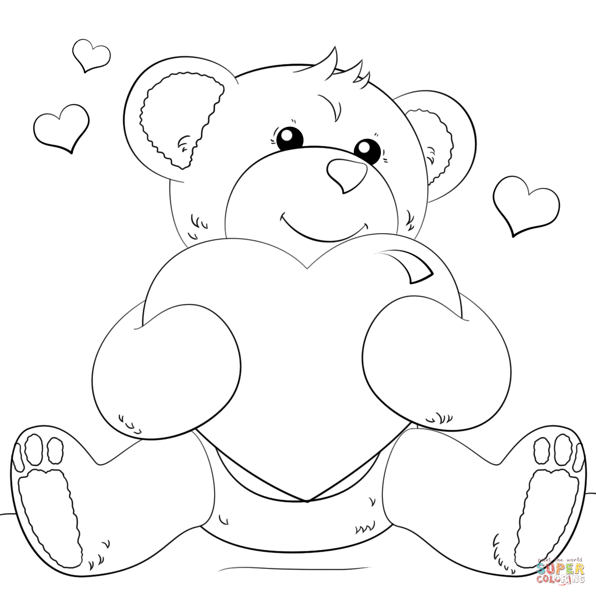 Valentine Teddy Bear Coloring Pages Cute Bear With Heart Coloring Page Free Printable Coloring Pages