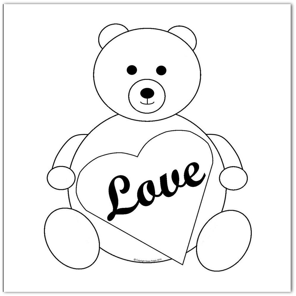 Valentine Teddy Bear Coloring Pages Teddy Bear Coloring Page Grass Potato