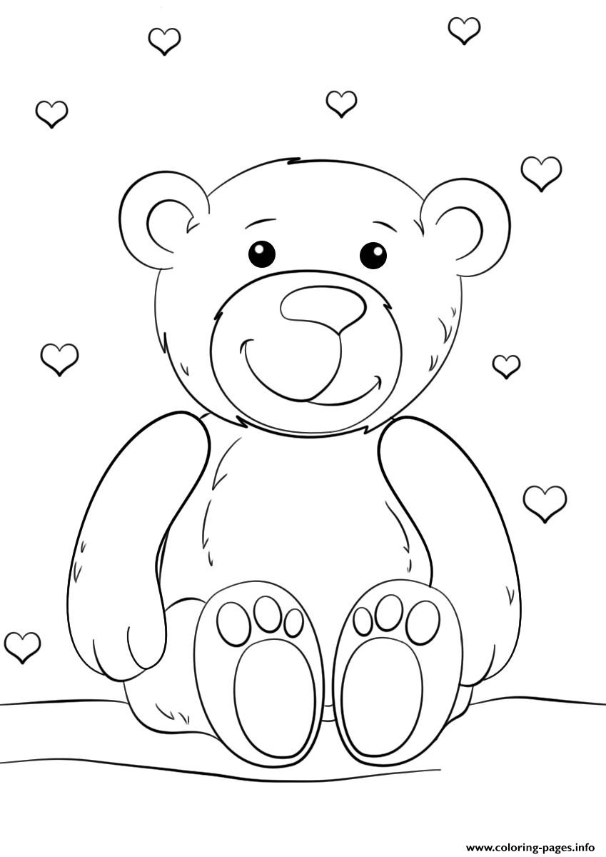 Valentine Teddy Bear Coloring Pages Teddy Bear Valentines Love Heart Coloring Pages Printable