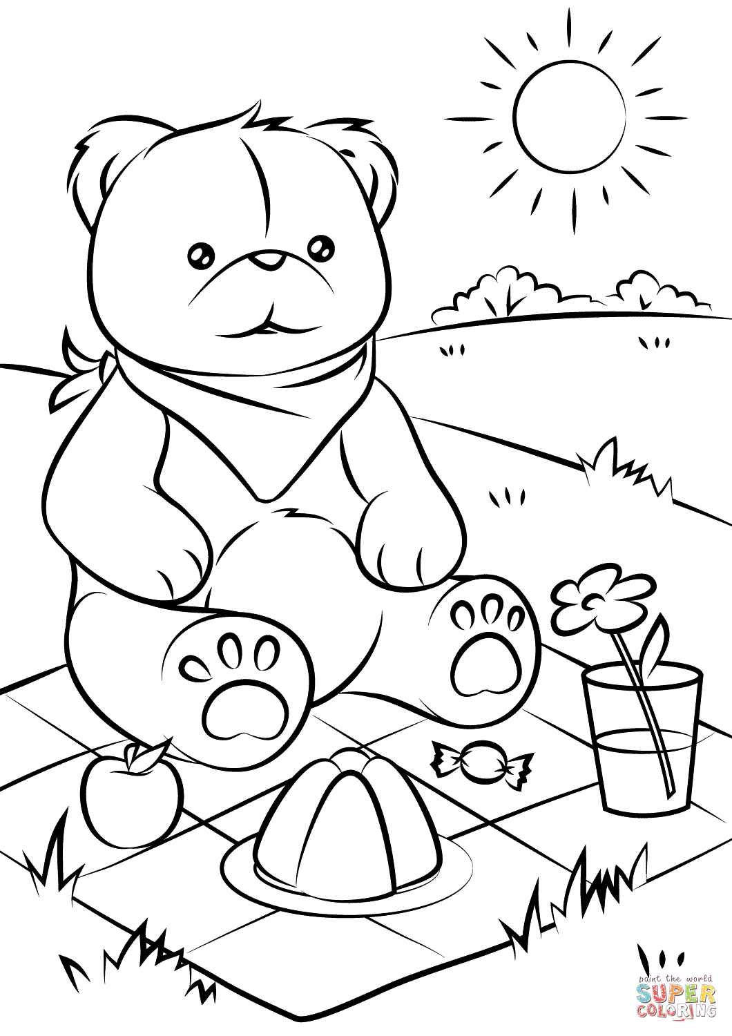 Valentine Teddy Bear Coloring Pages Teddy Bears Picnic Coloring Page Free Printable Coloring Pages