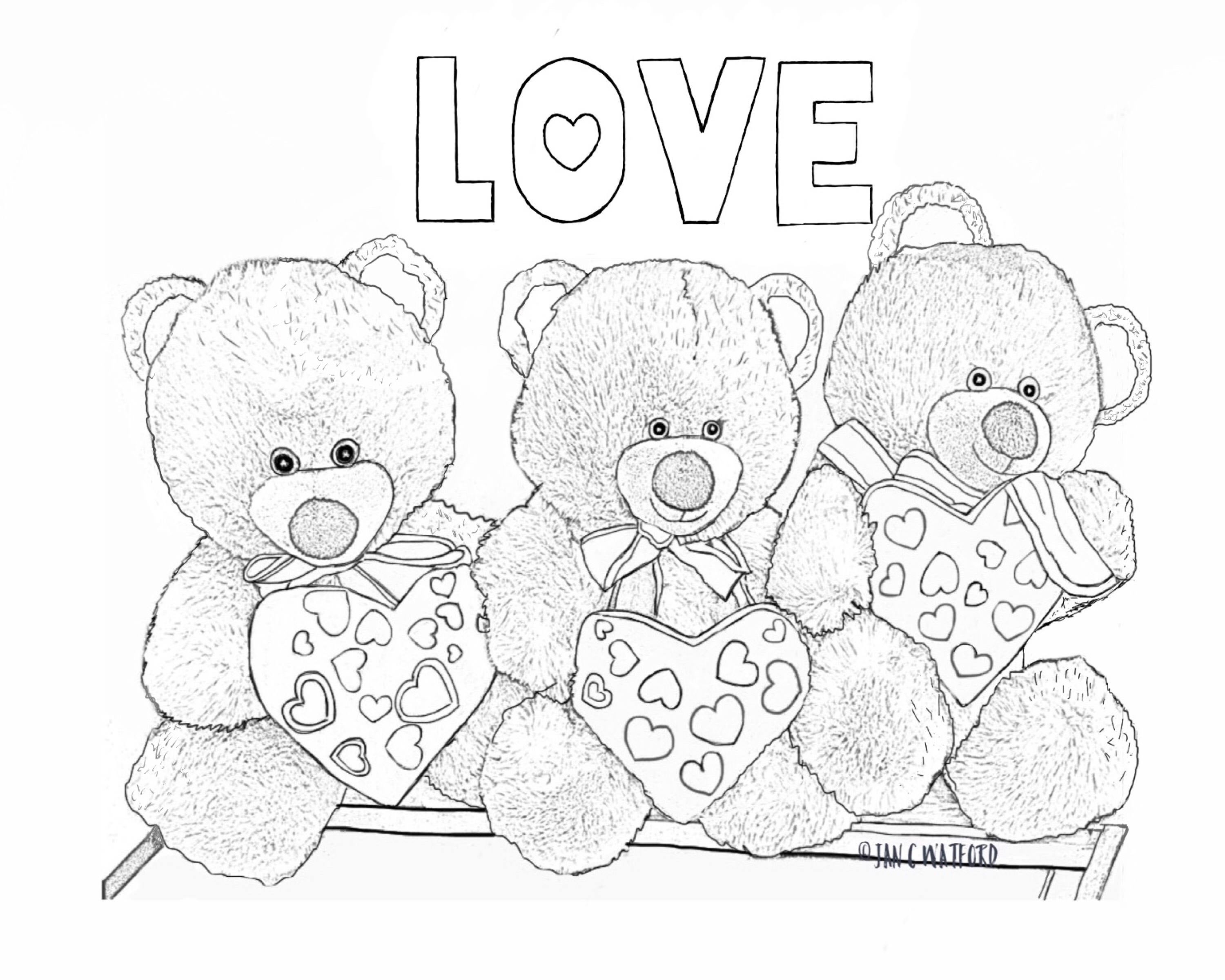 Valentine Teddy Bear Coloring Pages Valentine Teddy Bears Adult Coloring Pages Coloring Page Gray Scale Printable Digital Download Adult Coloring Kids Coloring Page