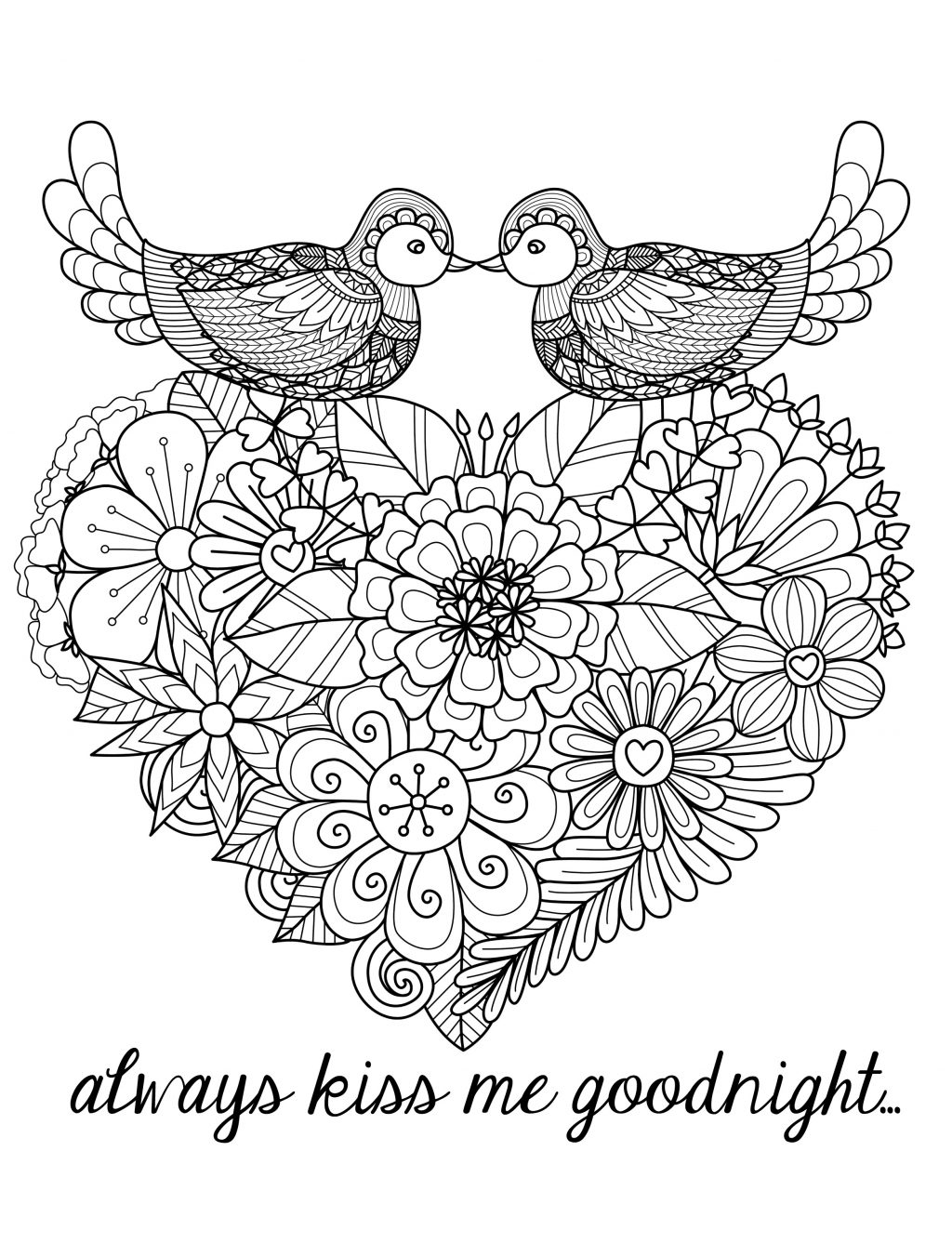Valentines Day Coloring Page Coloring Page Kiss Me Goodnight Valentines Day Coloring Pages For