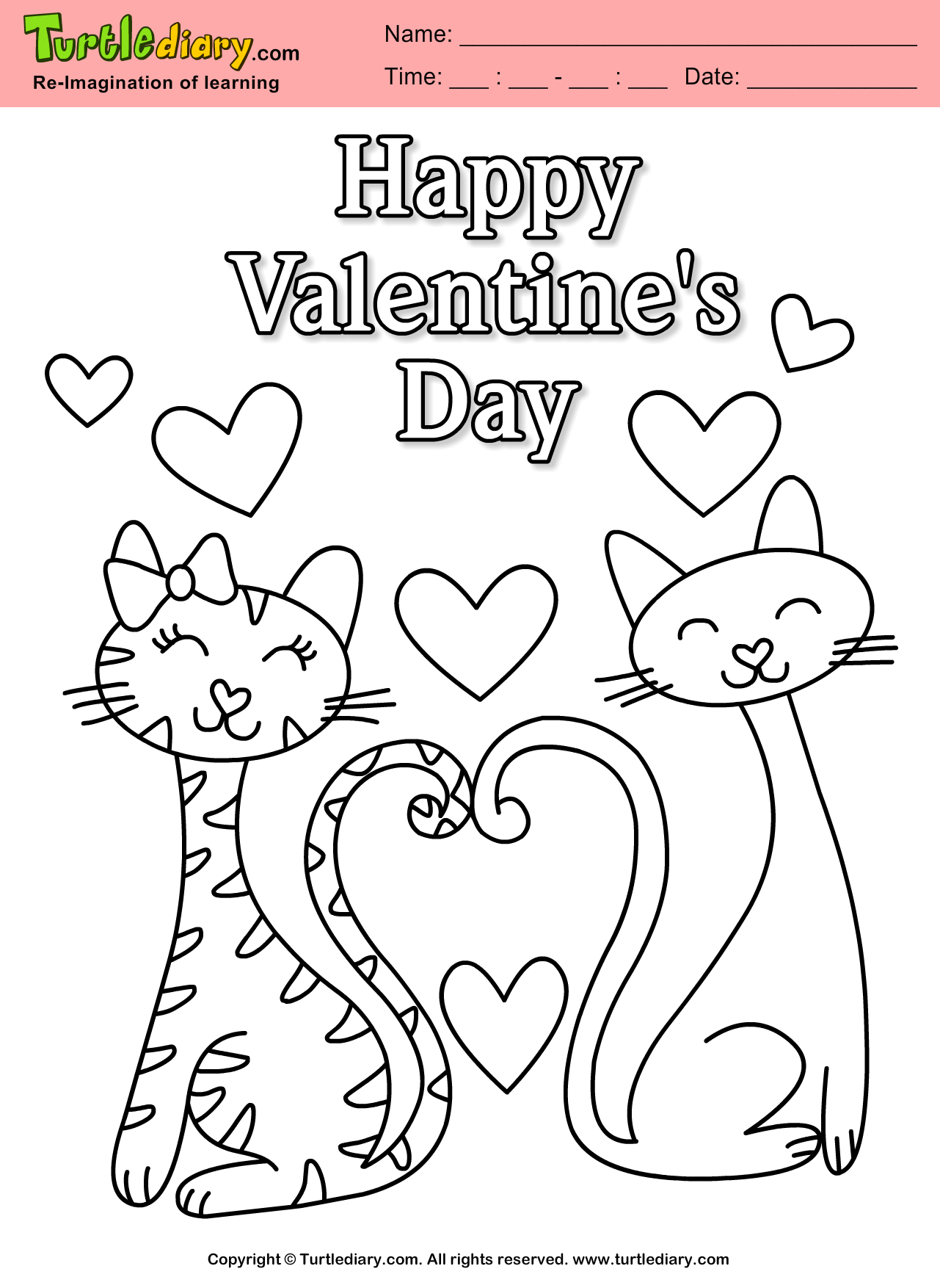 Valentines Day Coloring Page Happy Valentines Day Coloring Sheet Turtle Diary