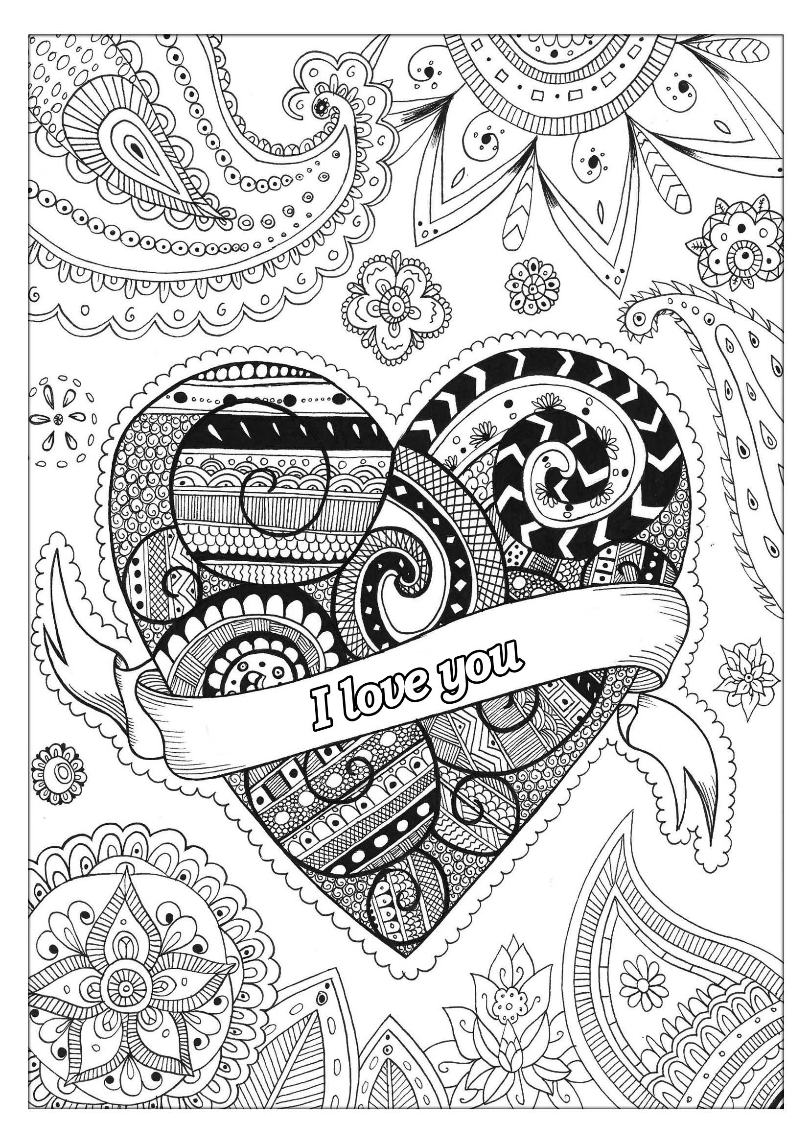 Valentines Day Coloring Page Valentine S Day 2 Valentines Day Adult Coloring Pages