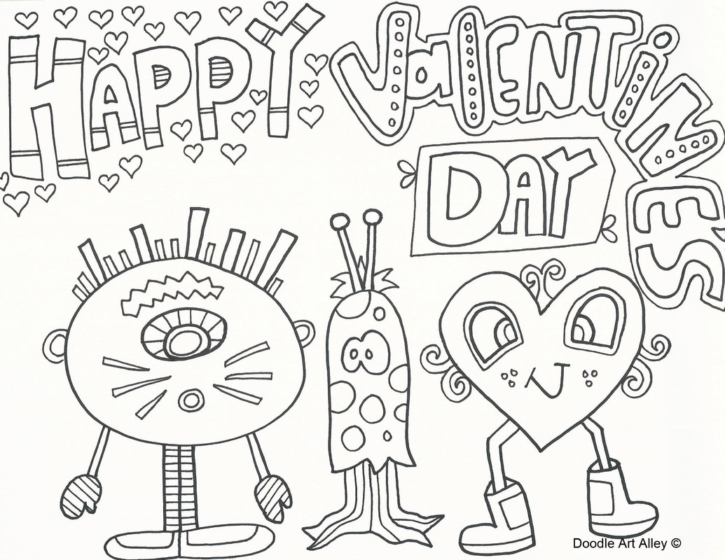 Valentines Day Coloring Page Valentines Day Coloring Pages Doodle Art Alley