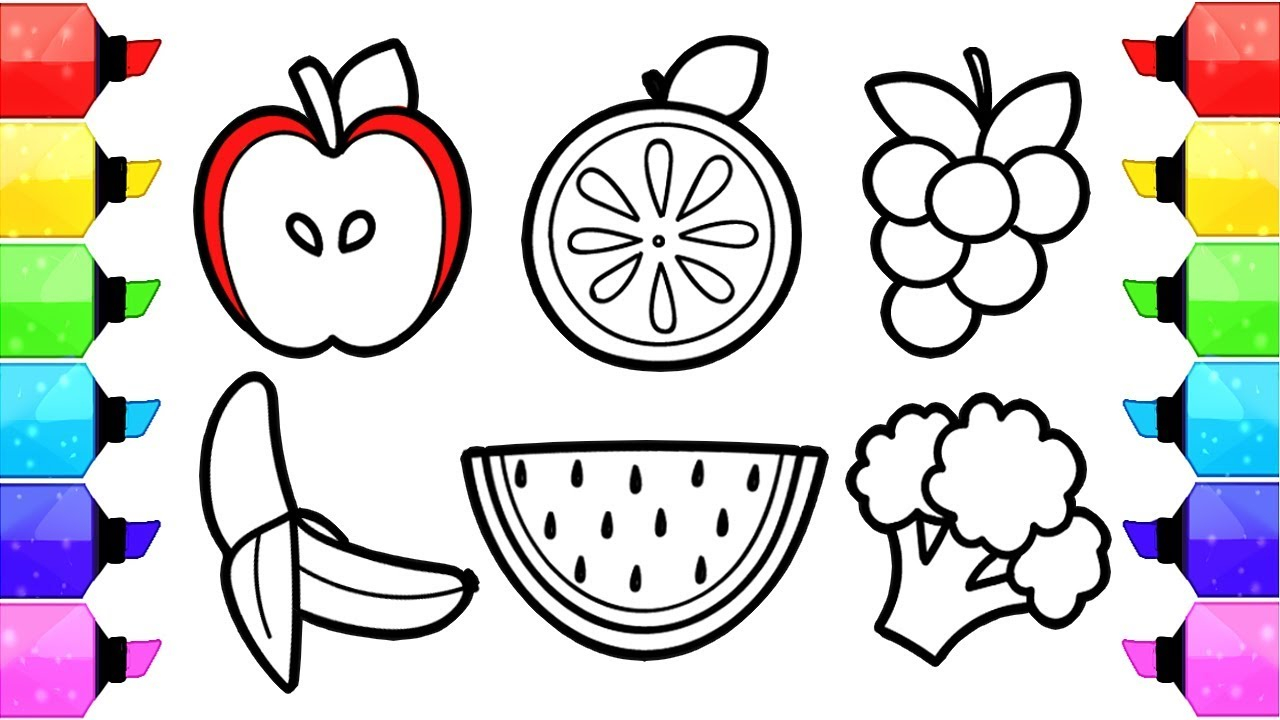Vegetables Coloring Page Fruits And Vegetables Coloring Pages How To Draw And Color Fruits And Vegetable Coloring Book