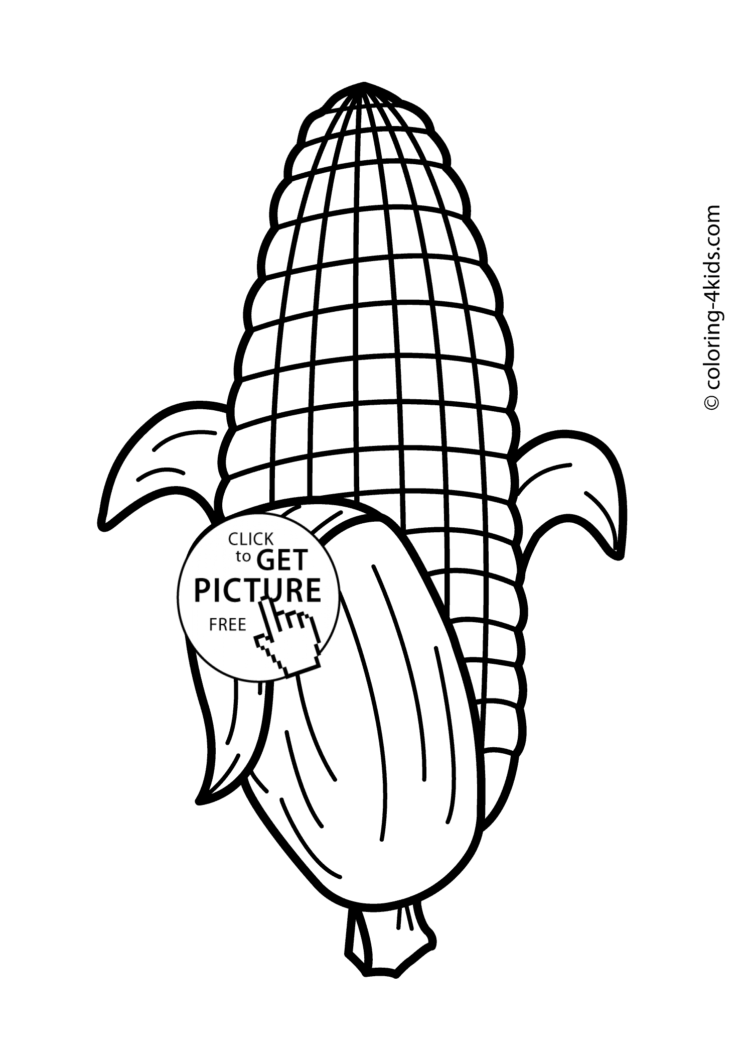 Vegetables Coloring Page Maize Vegetable Coloring Page For Kids Printable