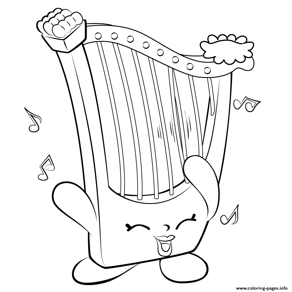 Welcome Coloring Pages Coloring Pages Harp Musical Instrument Shopkins Season Coloring