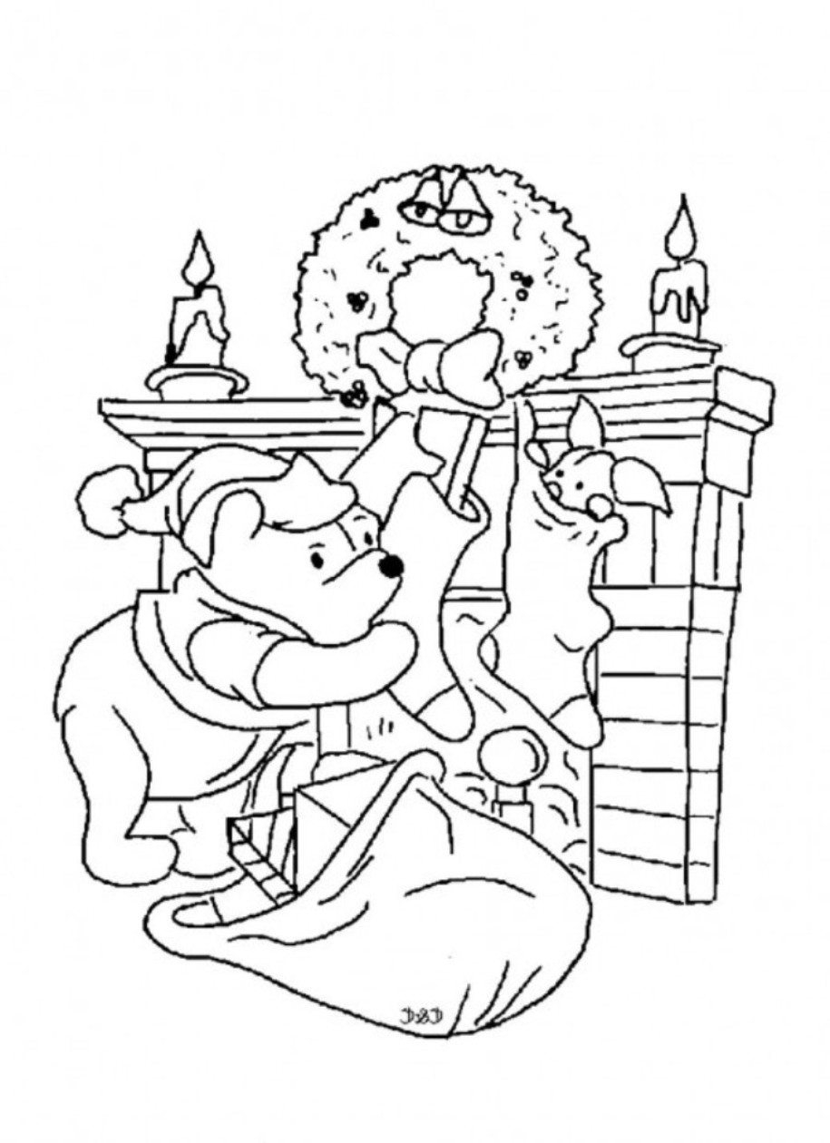 Winnie The Pooh Coloring Pages Online Winnie The Pooh And Piglet Christmas Coloring Page For Kids