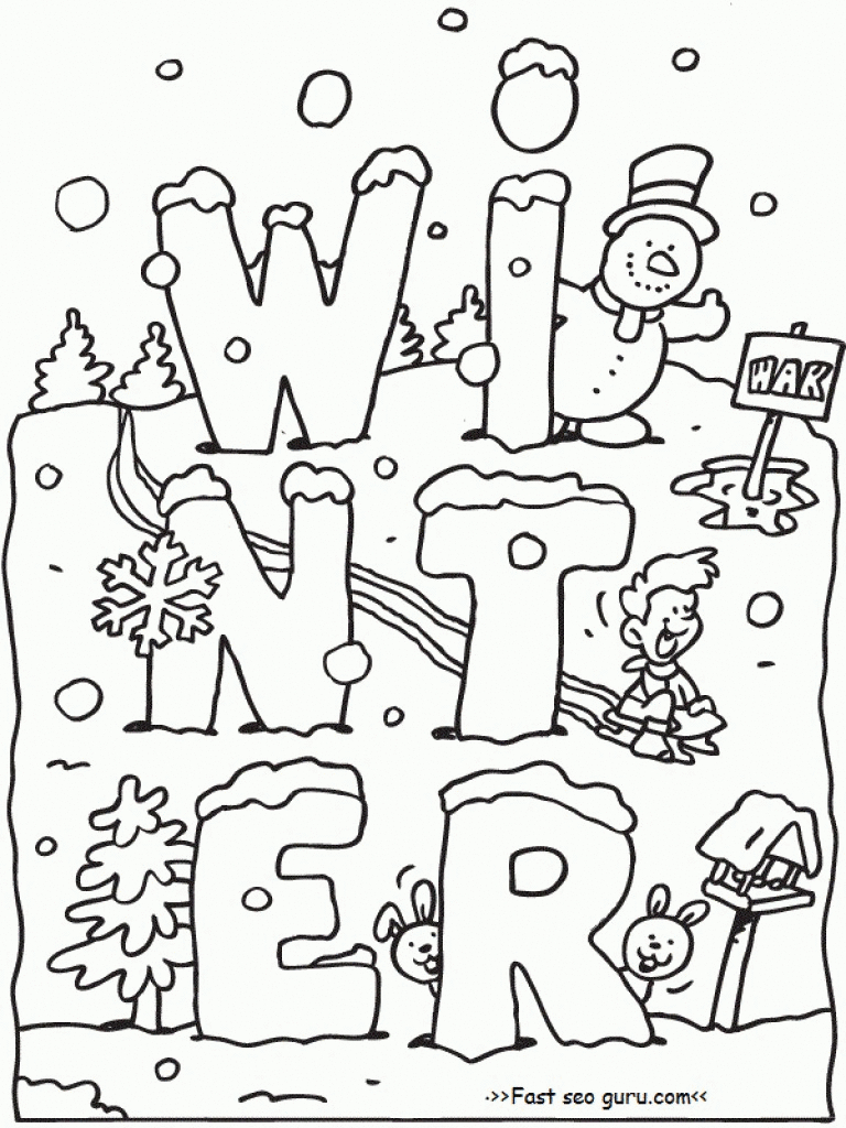 Winter Coloring Pages Printable Winter Coloring Pages With Free Snowy Houses And Christmas New 7
