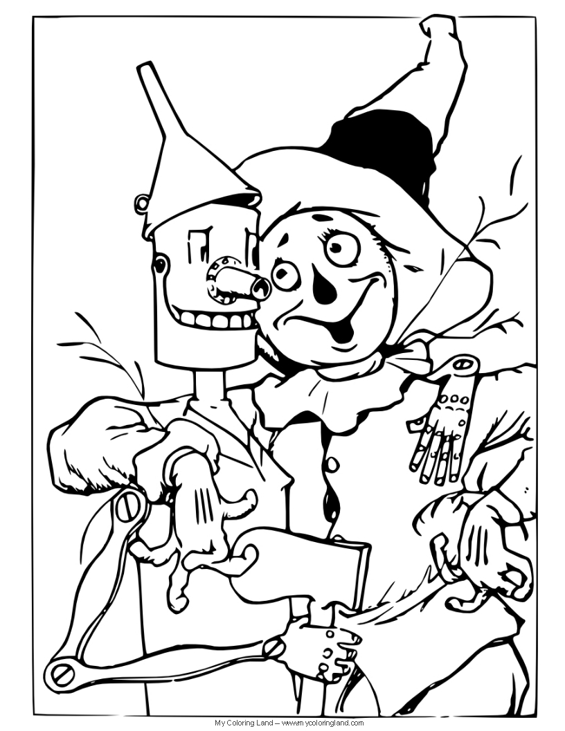 Wizard Of Oz Printable Coloring Pages Wizard Of Oz Coloring Pages Tin Man And Scarecrow Coloringstar