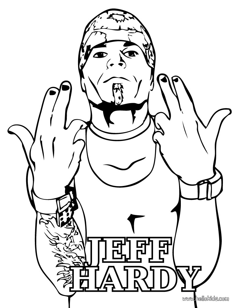 Wwe Wrestling Coloring Pages Wrestler Jeff Hardy Coloring Pages Hellokids