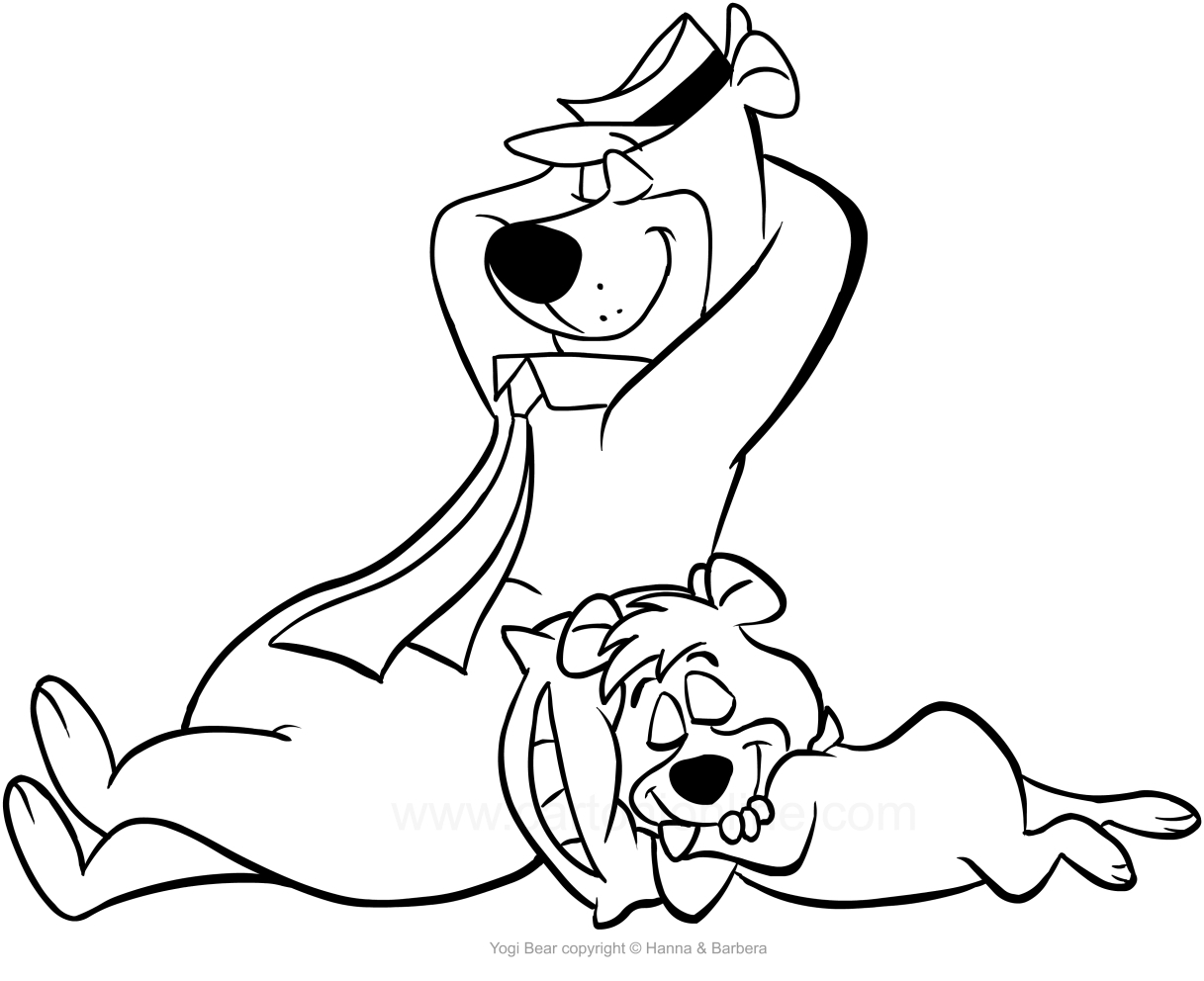 Yogi Bear Coloring Page Drawing The Yogi Bear And Boo Boo Sleeping Coloring Page