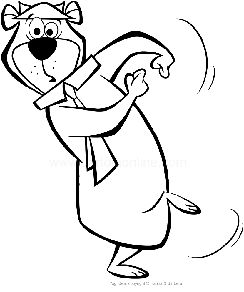 Yogi Bear Coloring Page Drawing The Yogi Bear Ready To Escape Coloring Page