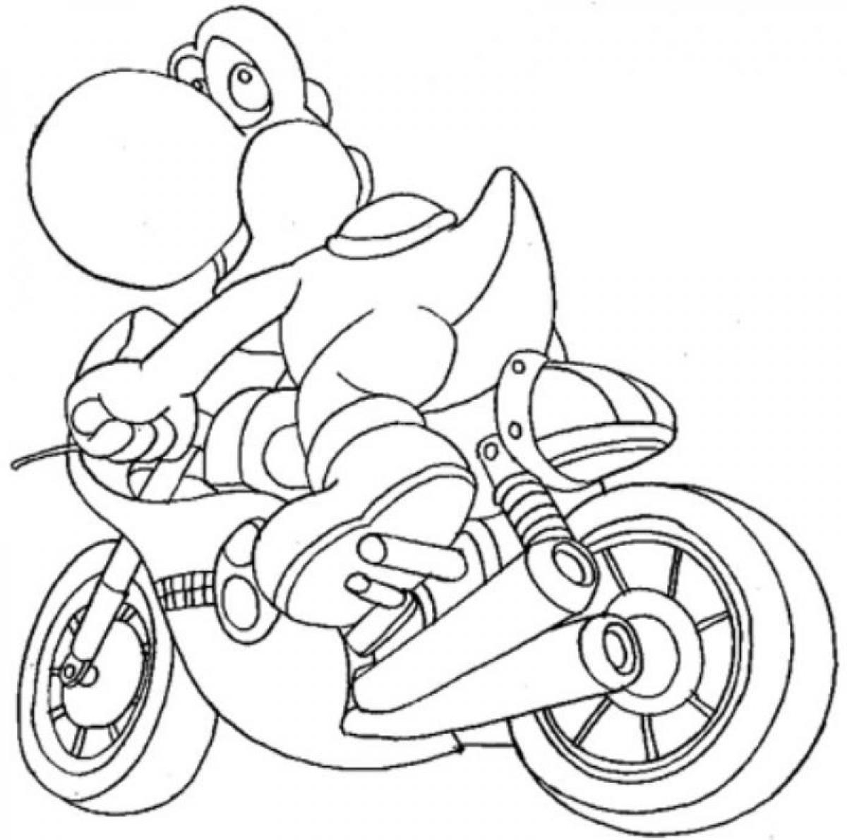 Yoshi Coloring Pages To Print Yoshi Coloring Pages Riding Motorcycle Coloringstar